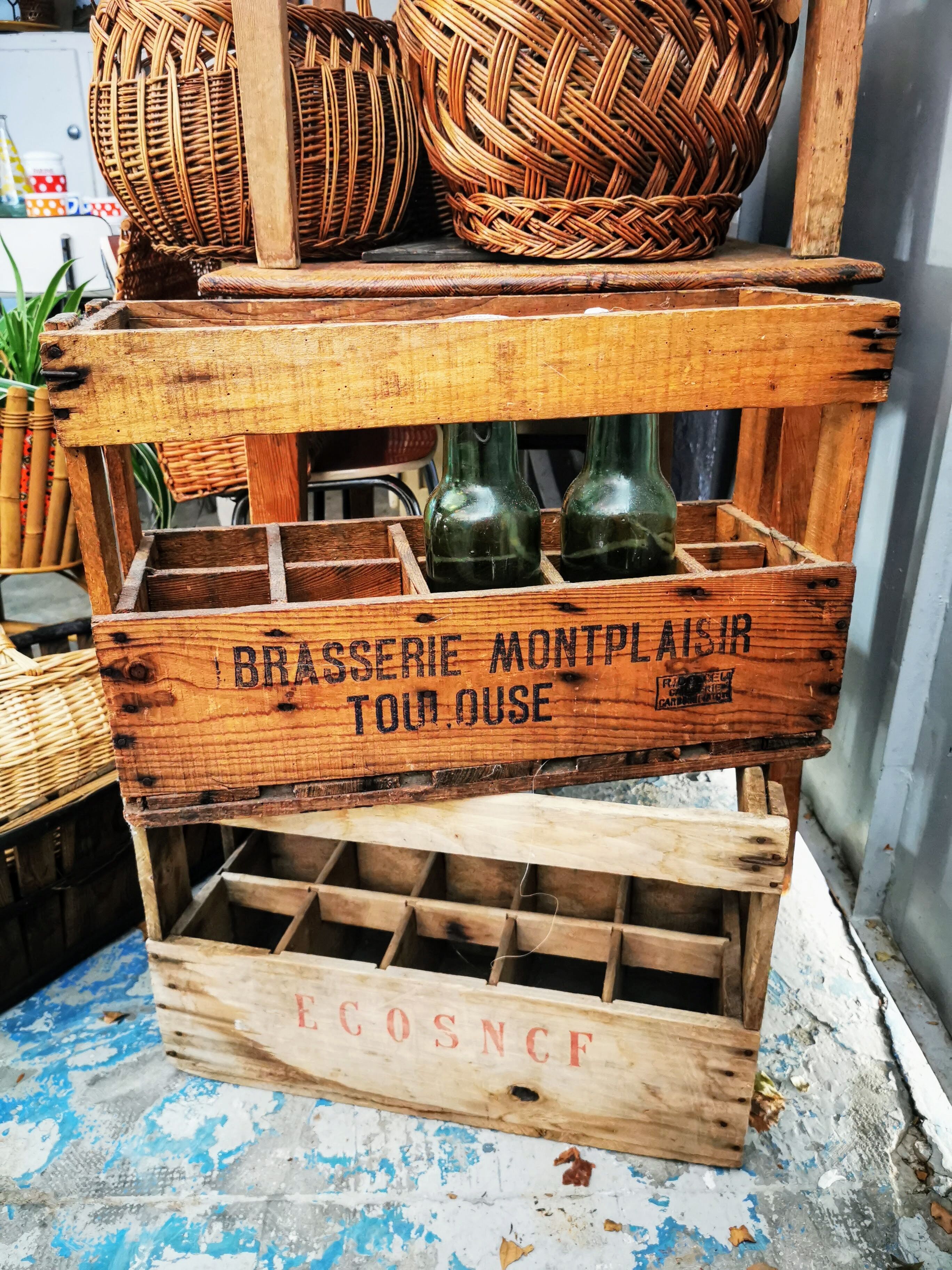 Locker door wooden bottles