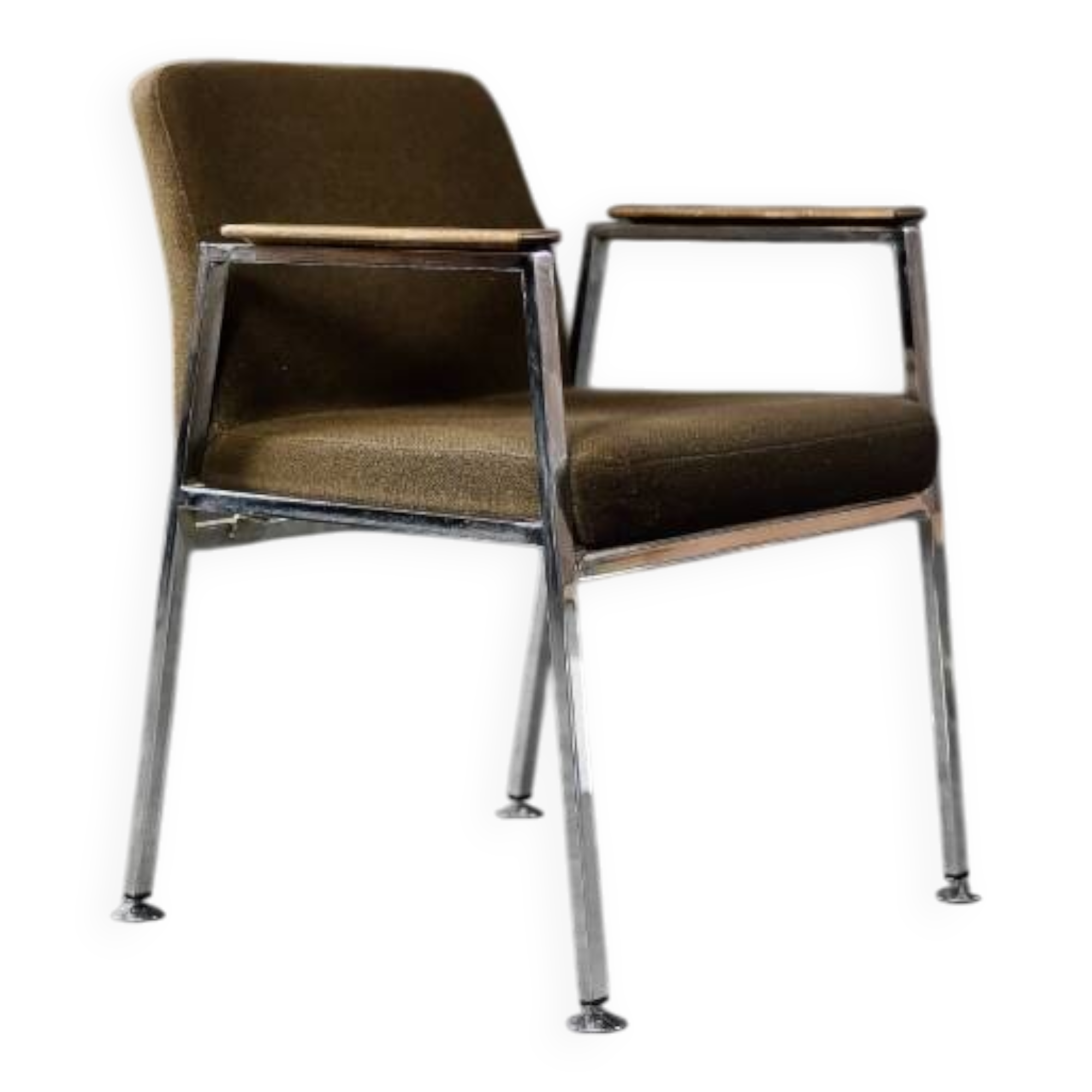 Mid-century modern brown German conference chair, made by Drabert, 1970.