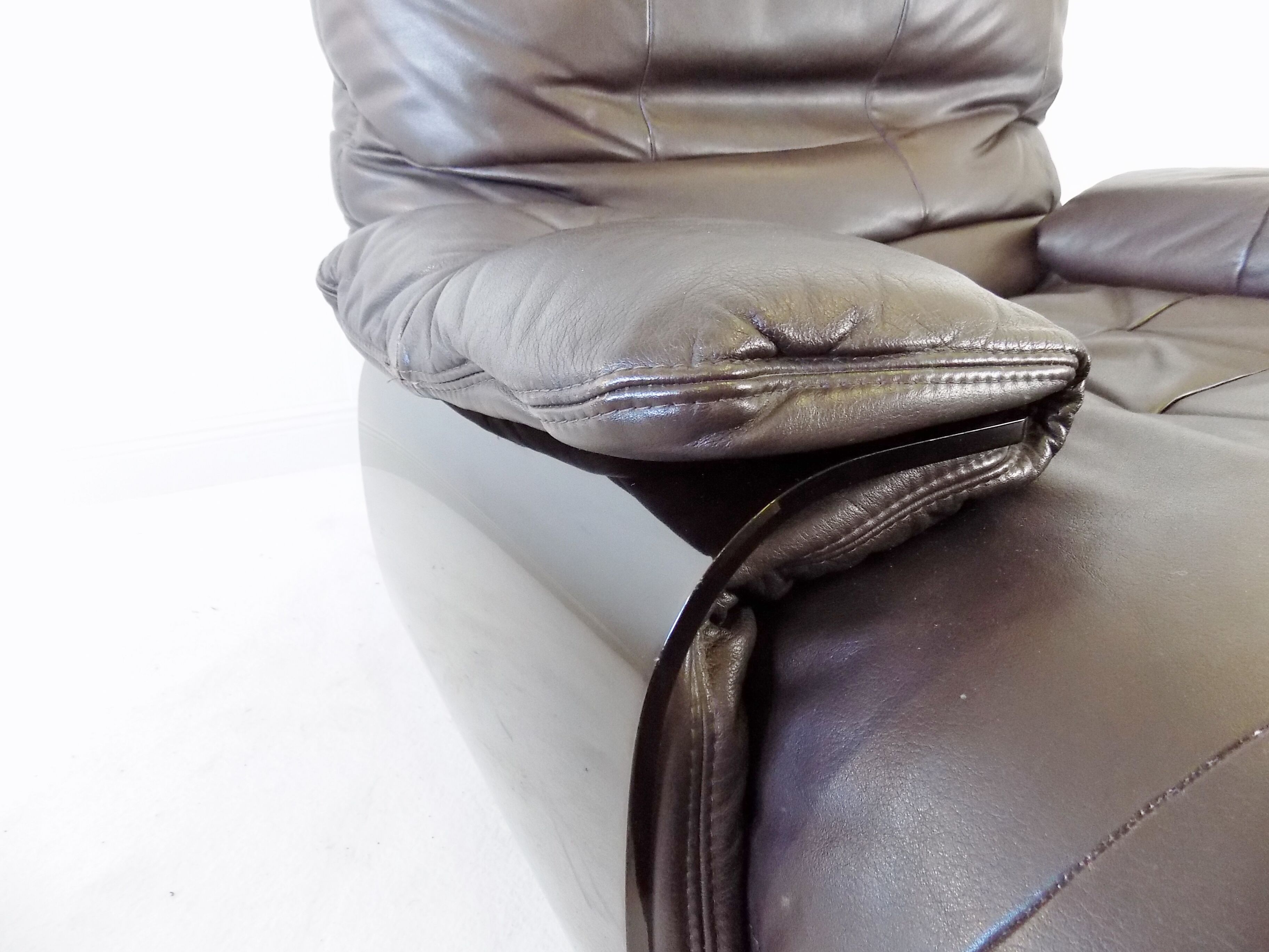 Ligne Roset Marsala brown leather armchair by Michel Ducaroy