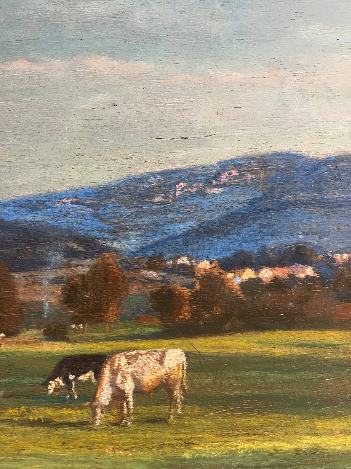 Tableau HSP "Autumn Evening in the Jura" post-impressionist signed