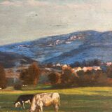 Tableau HSP "Autumn Evening in the Jura" post-impressionist signed