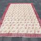 Beige & Burgundy Bordered  Floral Turkish Rug, Neutral Wool Rug, 194x290 Cm