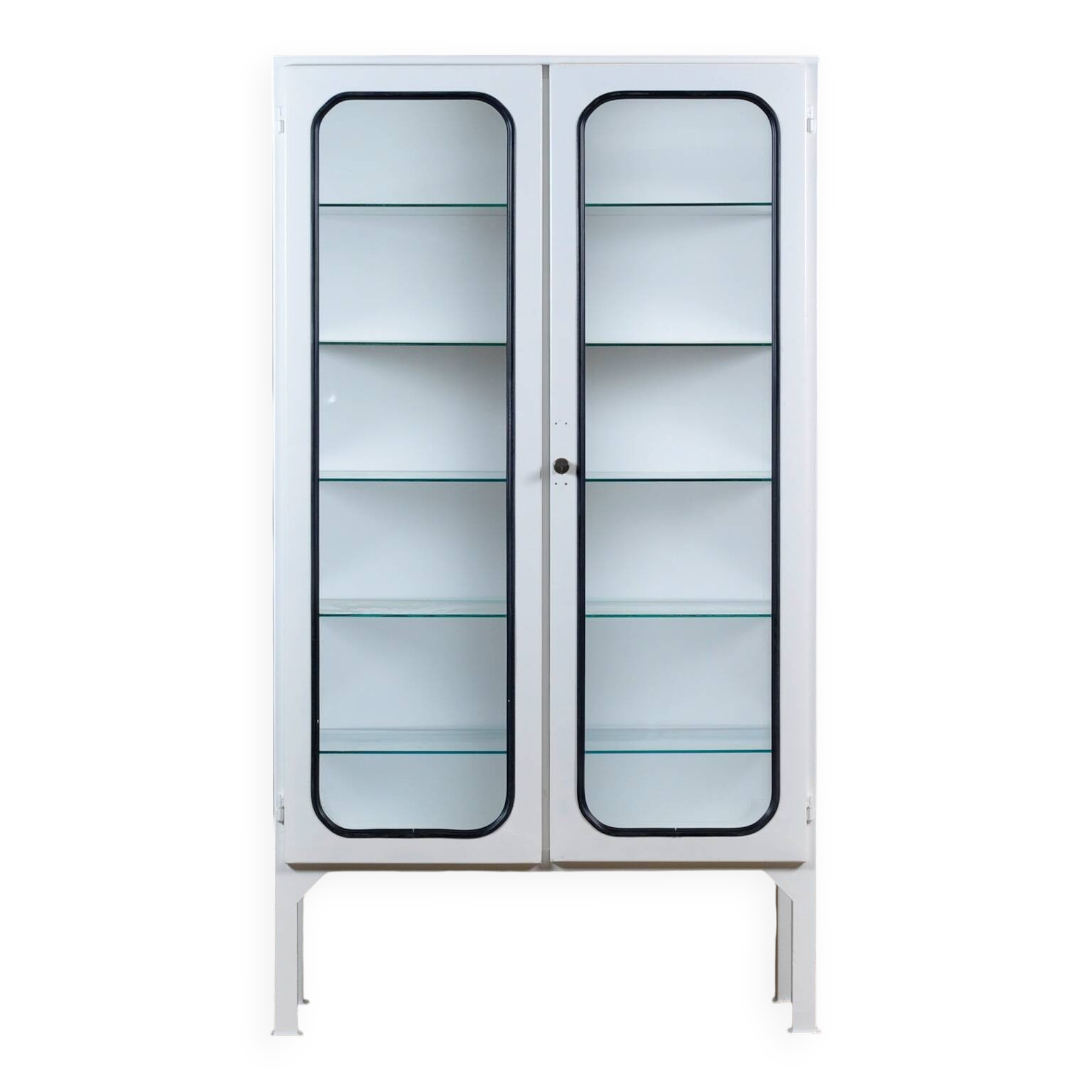 Vintage Iron And Glass Medical Cabinet, 1970’s