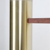 Rare lampe suspendue "Cylinder III" par Jo Hammerborg pour Fog & Mørup / années 1960 / design danois moderne du milieu du siècle / Teck / Laiton