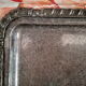 Rectangular silver metal tray 2 handles, decorative frieze
