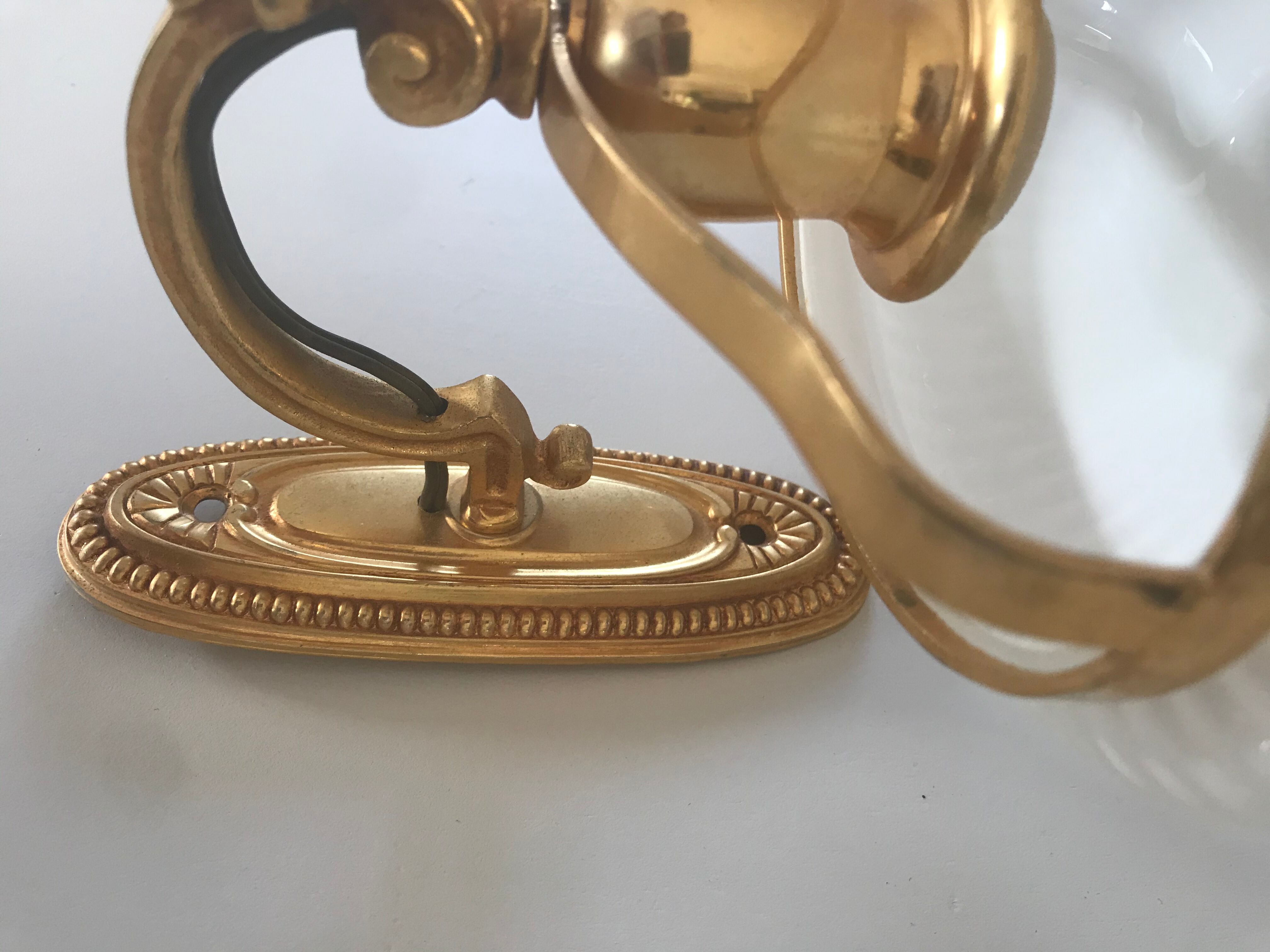 Vintage brass and opaline sconce