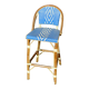 Bar stool with back rattan blue vintage 1970-80