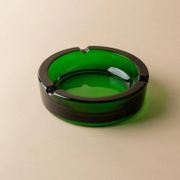 Emerald Green Glass Ashtray, Minimal Mid-Century Italian Design, 1970s Vintage Table Decor