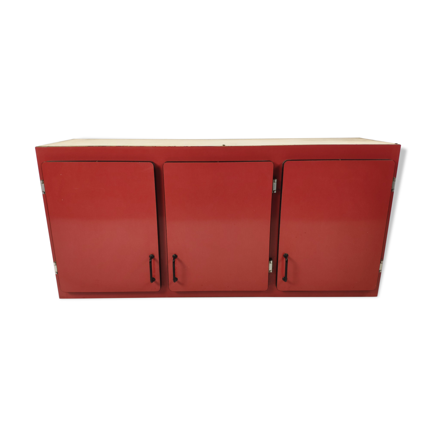 Meuble haut de cuisine en formica rouge