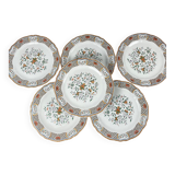 Set of 6 dessert plates Gien model Rouen Sainfoin, 1990