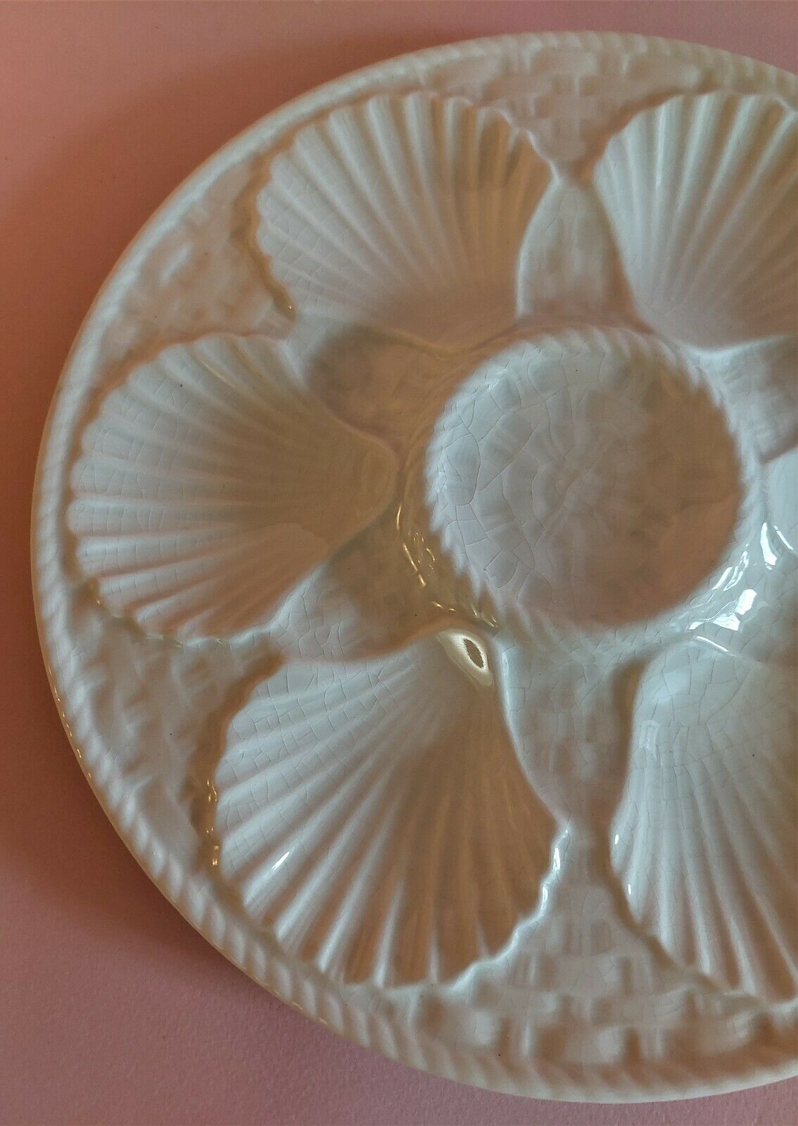 Longchamp white earthenware oyster plate