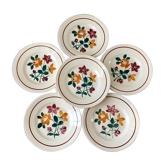 Set of 6 dessert plates Terre de Fer Longchamp early twentieth century
