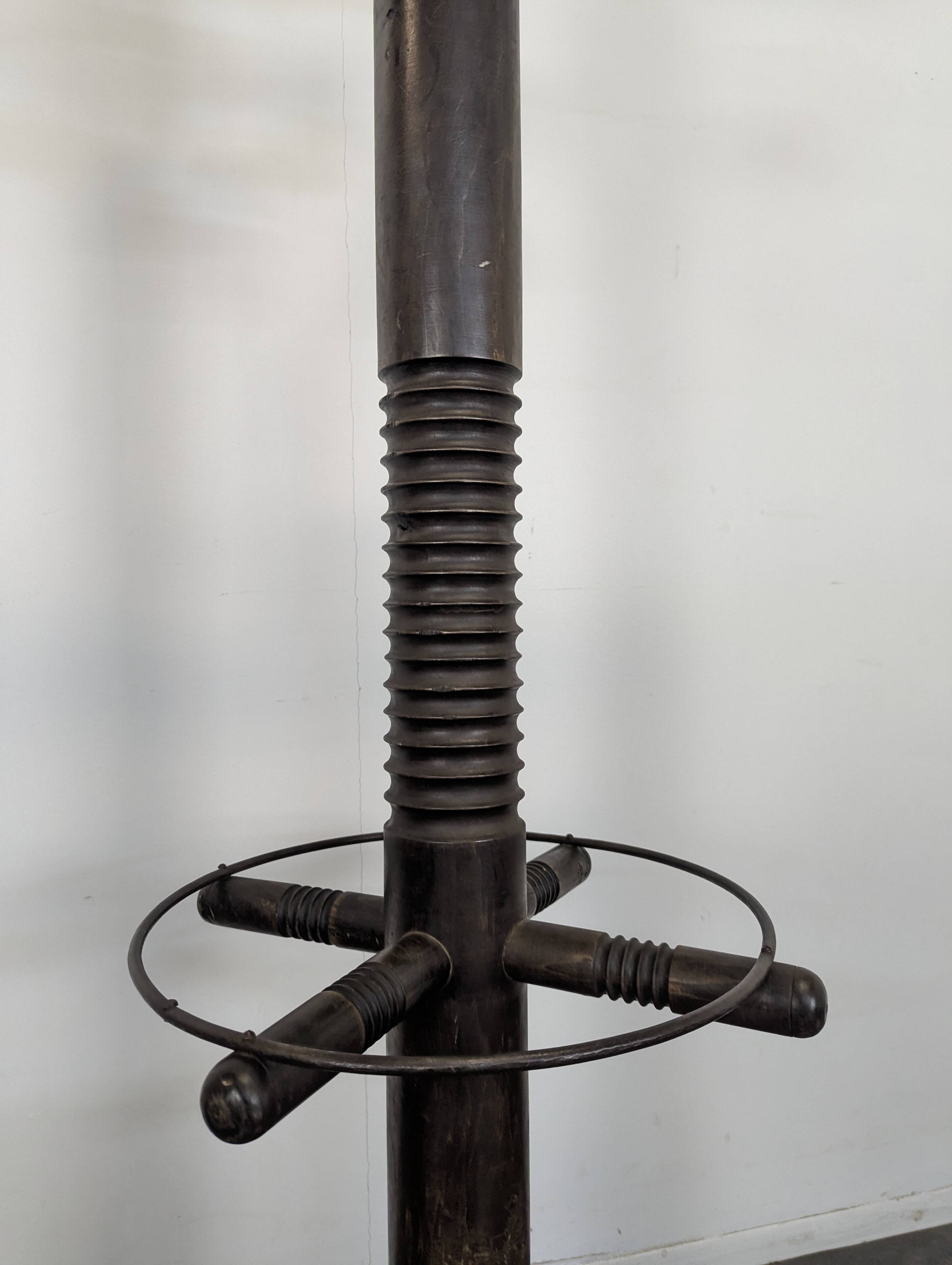 Coat rack by Charles Dudouyt in solid oak.