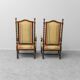 Pair of antique armchairs in wood and fabric with armrests – Classic style