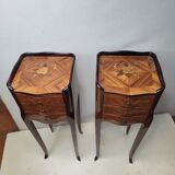 Pair of Louis XV style bedside tables in marquetry