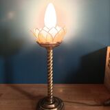 Bedside lamp flower lotus mother-of-pearl base brass