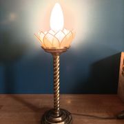 Bedside lamp flower lotus mother-of-pearl base brass