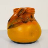 Ceramic art deco vase orange and ocher