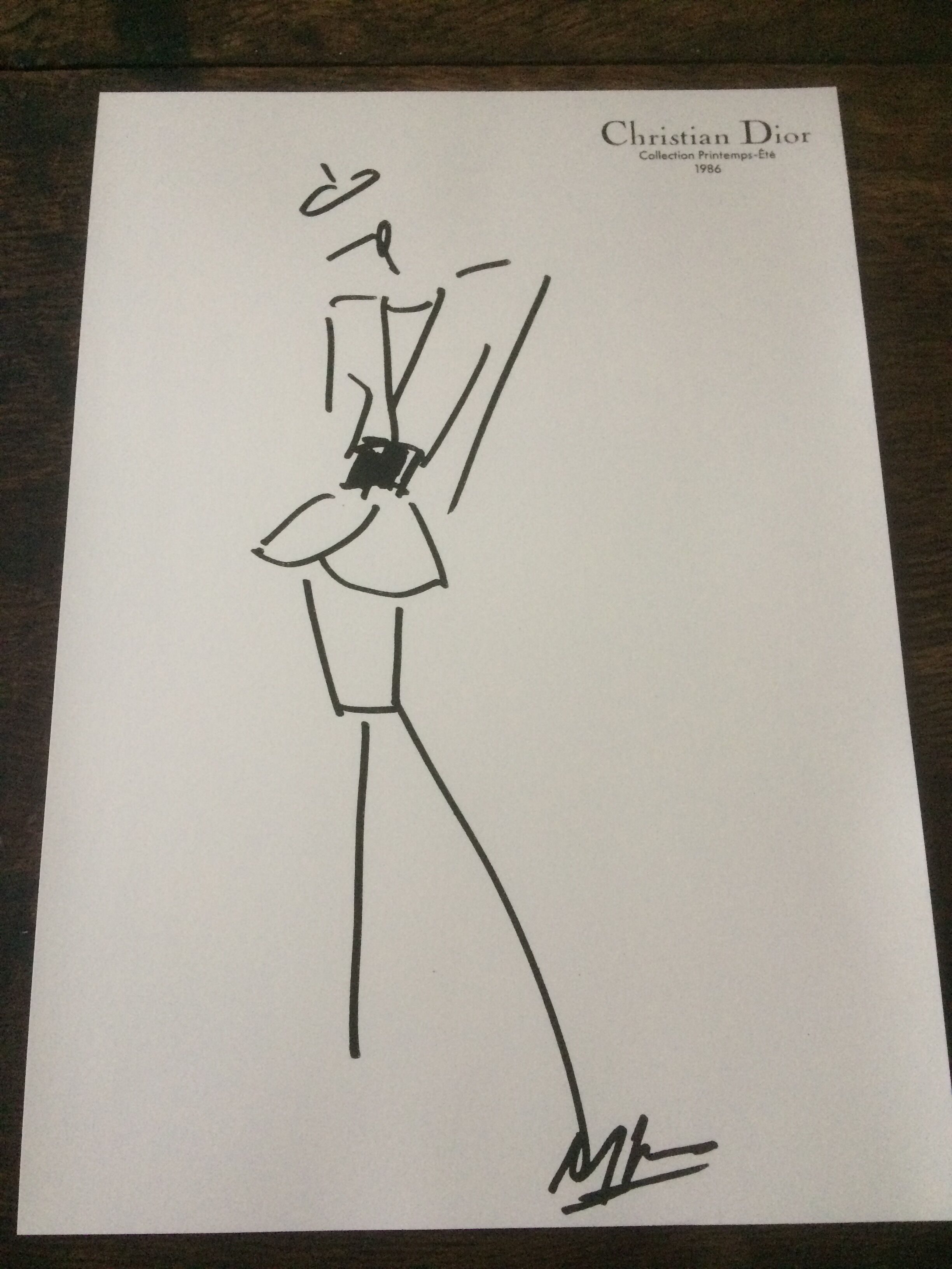 Illustration of Christian Dior press fashion from the 80s