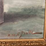 Oil on canvas "tulips" gilded frame