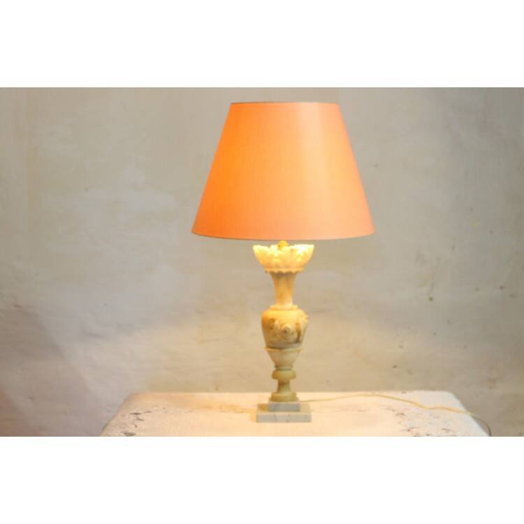 Vintage Alabaster Table Lamp With Marble Base, 1970s