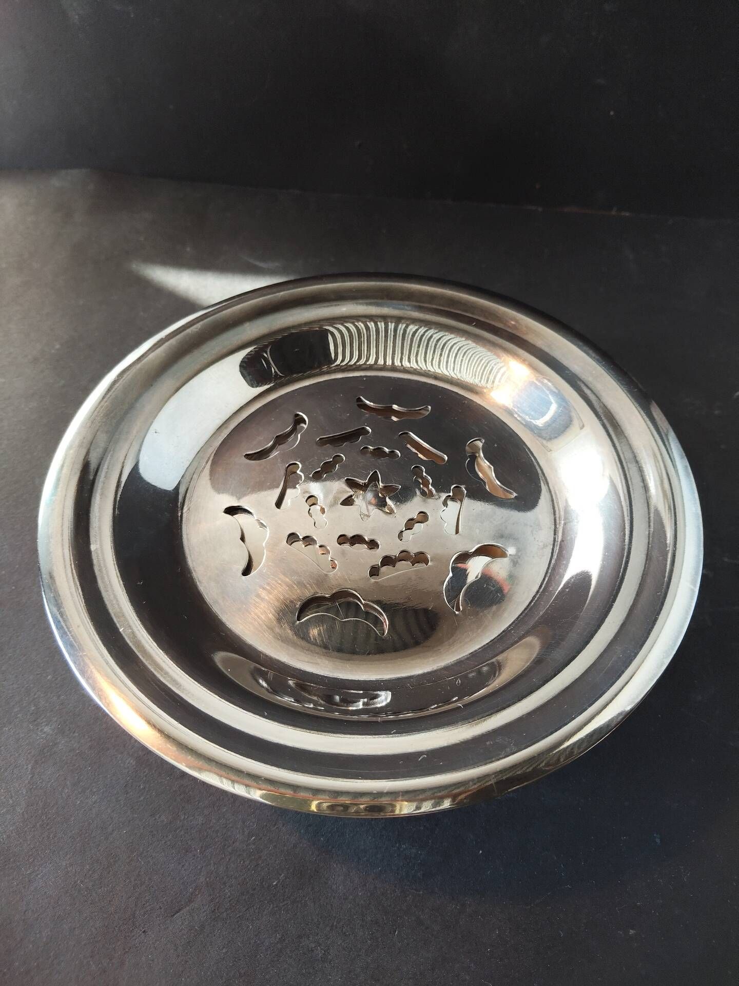 Vintage French silver-plated butter press, Coquillor style.