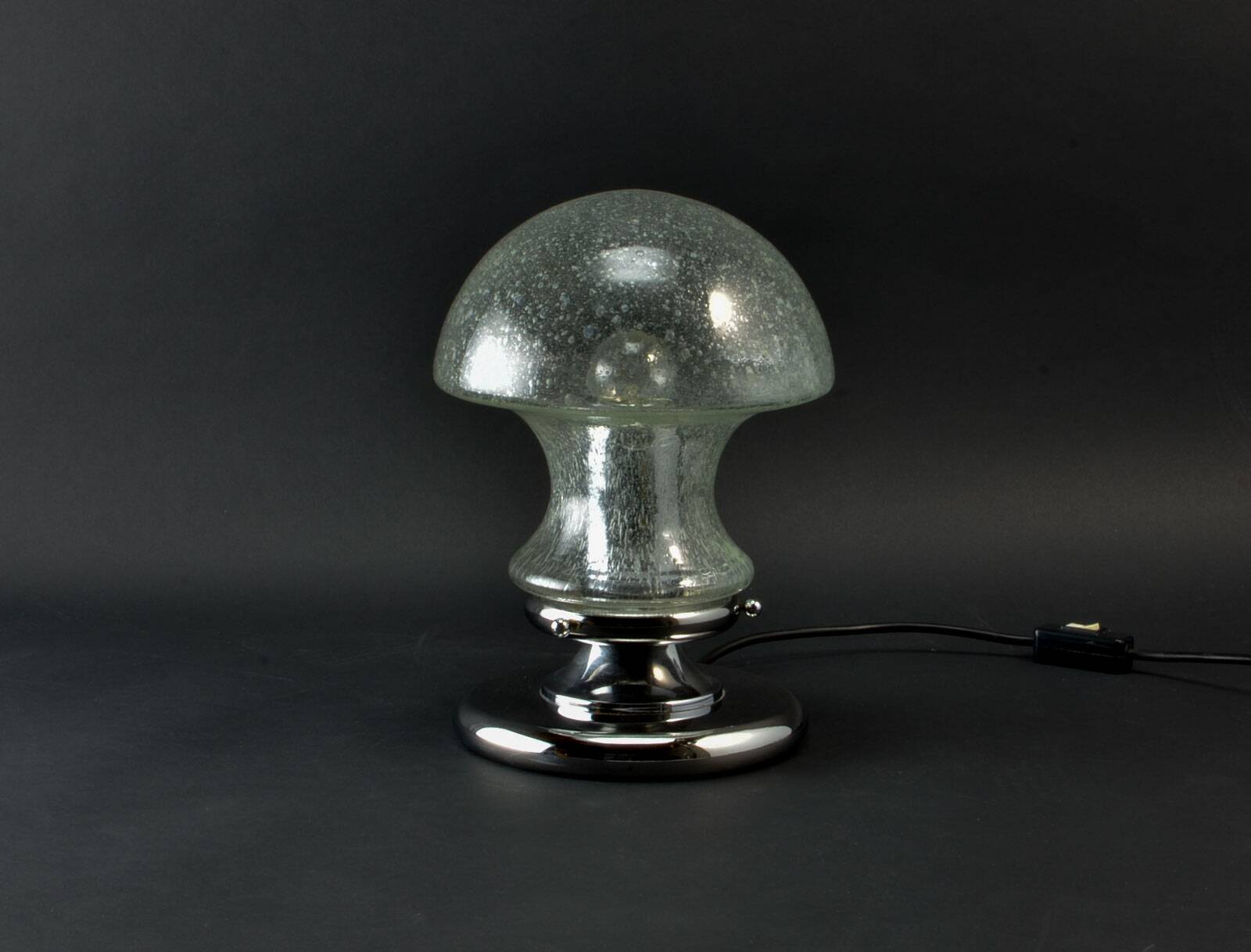 Mid-Century Chrome and Glass Mushroom Table Lamp by Baum Leuchten, 1970s