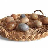 Rustic French Provence Large Round Handled Wicker Tray, France