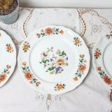 Set of 3 vintage earthenware flat plates "Moulins des Loups" Orchies model from the 1960s