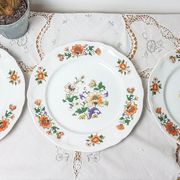 Set of 3 vintage earthenware flat plates "Moulins des Loups" Orchies model from the 1960s