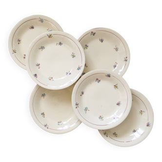 Set of 6 semi-deep plates, Béarn model from Moulin des Loups