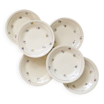 Set of 6 semi-deep plates, Béarn model from Moulin des Loups