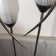 1950s Modernist Floor Lamp with Reading Light, brass and filigree glass.