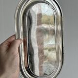 Petit plateau ovale vintage en métal léger brillant