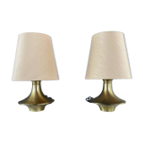 Pair of brass lamps, modernist design, 20th century