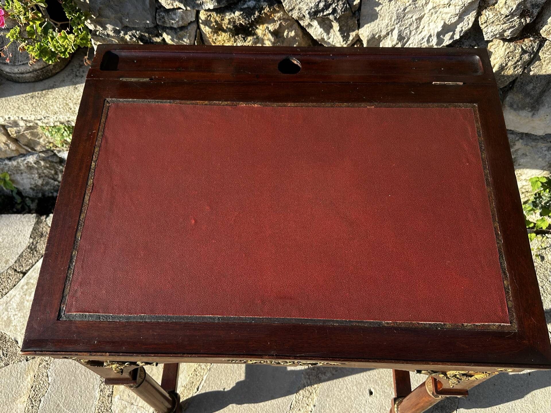 Writing desk or bonheur du jour in mahogany by E. Poteau.