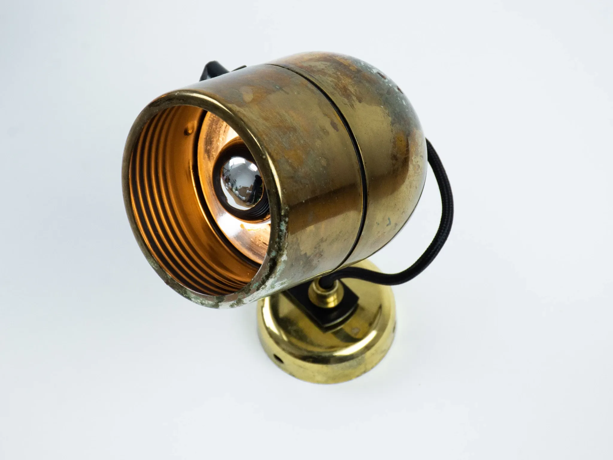 Pair of Vintage Gold-Toned Tube-Style Wall Spotlights With Patina