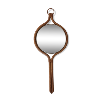Bevelled rattan mirror 60