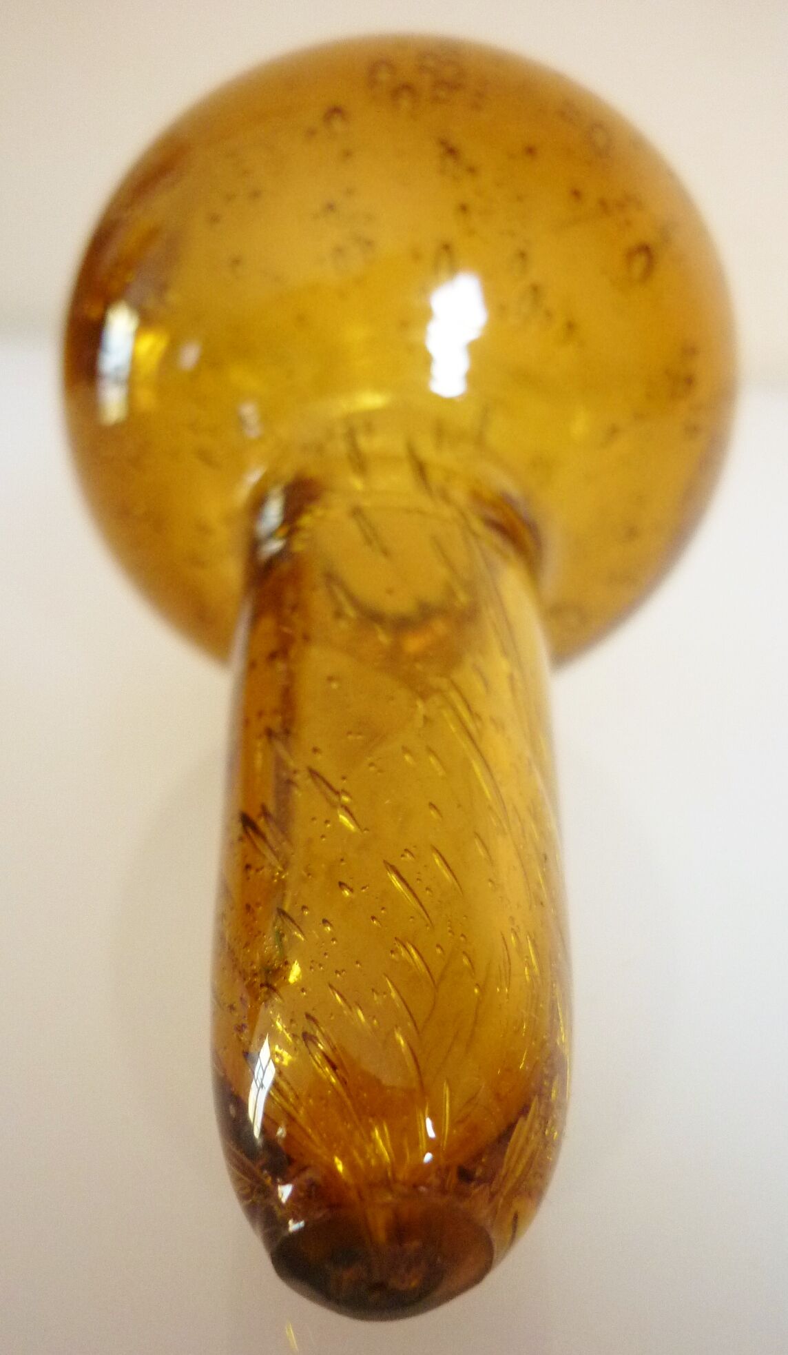Blown glass carafe from Biot, amber, bubbled, vintage 70s