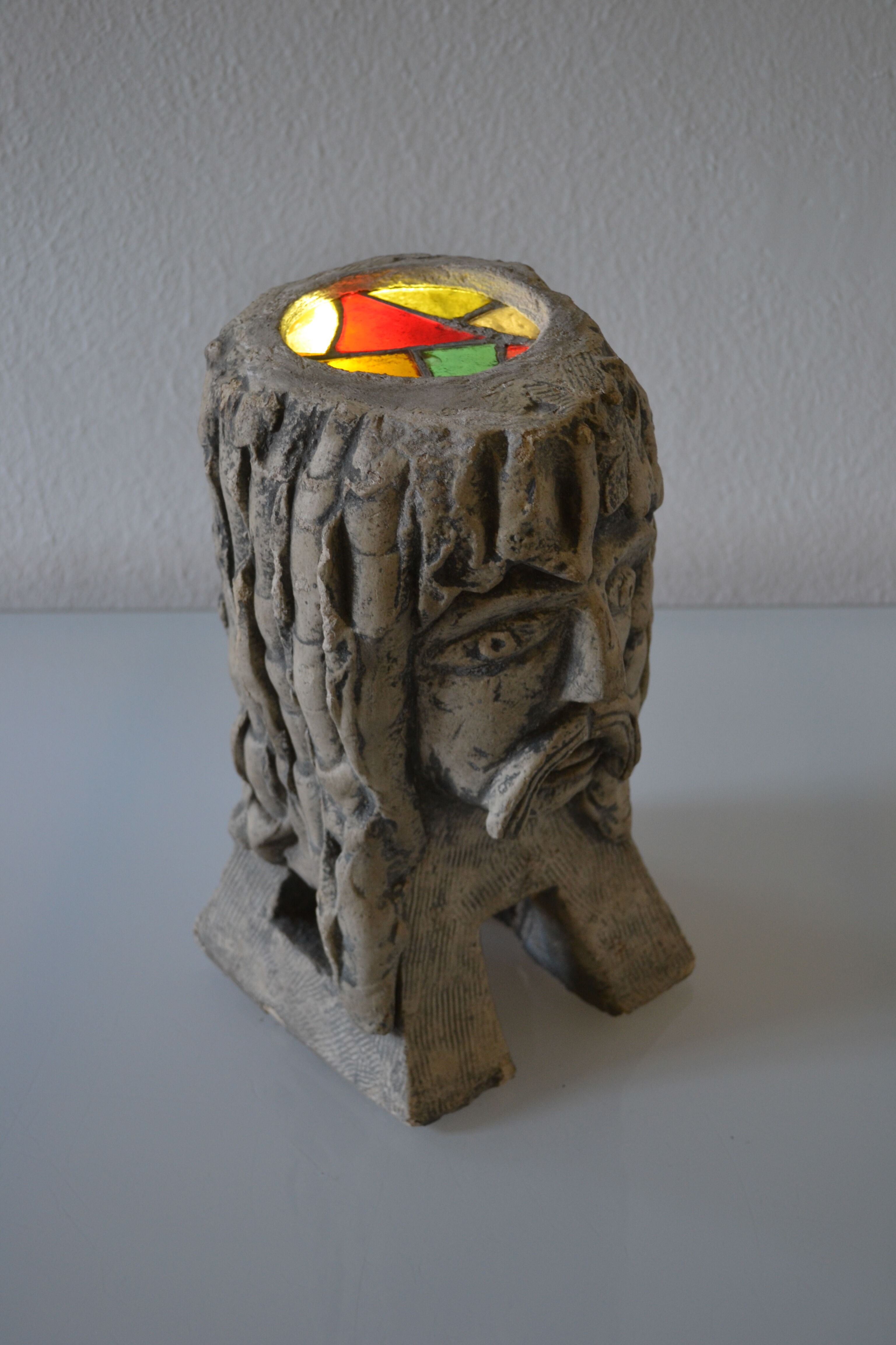 Lamp sculpture gallish head signed Mazoyer 1977