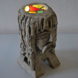 Lampe sculpture tete gaulois signee Mazoyer 1977