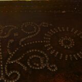 17th century studded leather travel trunk, richly decorated
