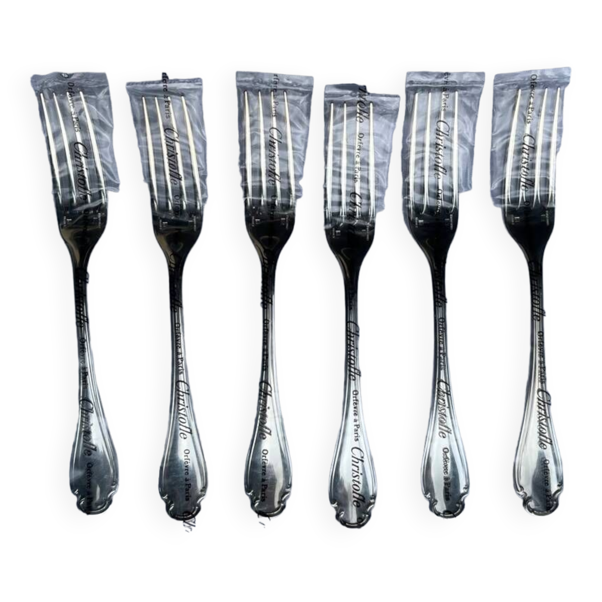 Set of 6 Christofle Pompadour forks