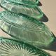 Set of 5 small pressed green glass dishes - Art Deco style / Wine