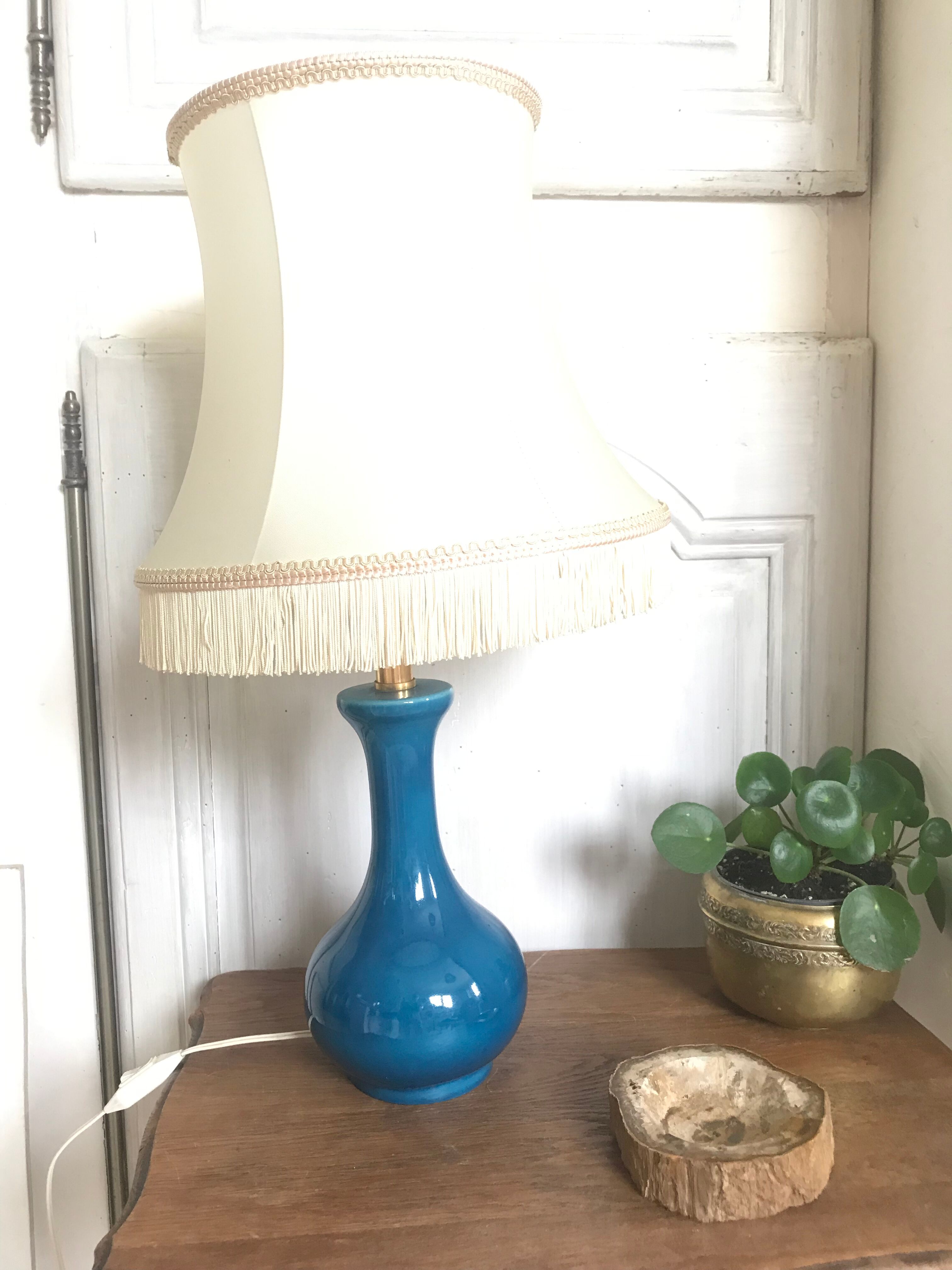 Vintage enamelled ceramic lamp