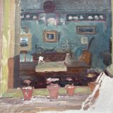 HST painting "Interior, circa 1920" by Pierre BONNEROT (1891-1981)