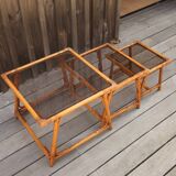 Rattan and glass nesting tables
