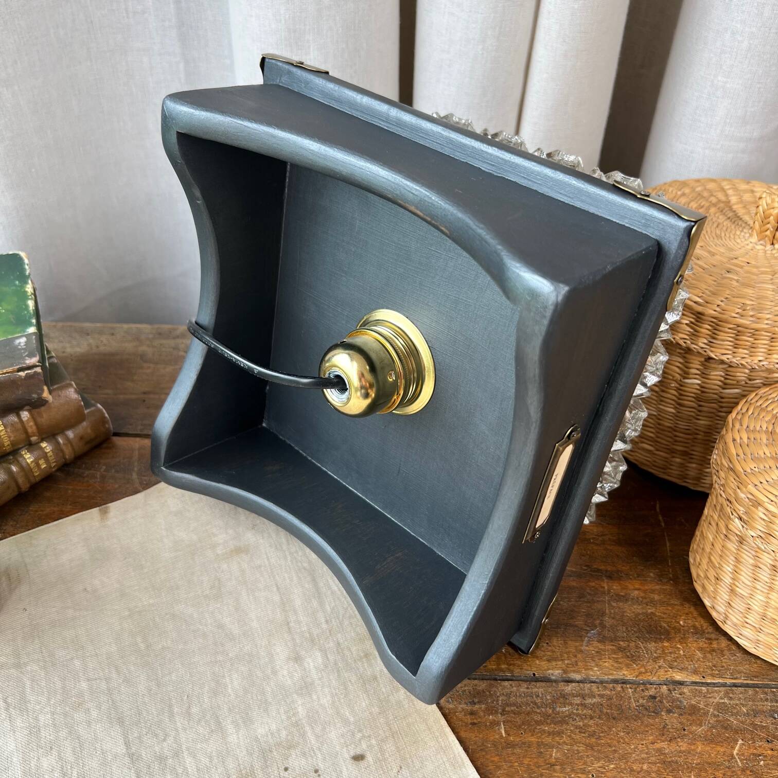Lampe verre & bois “Préface”
