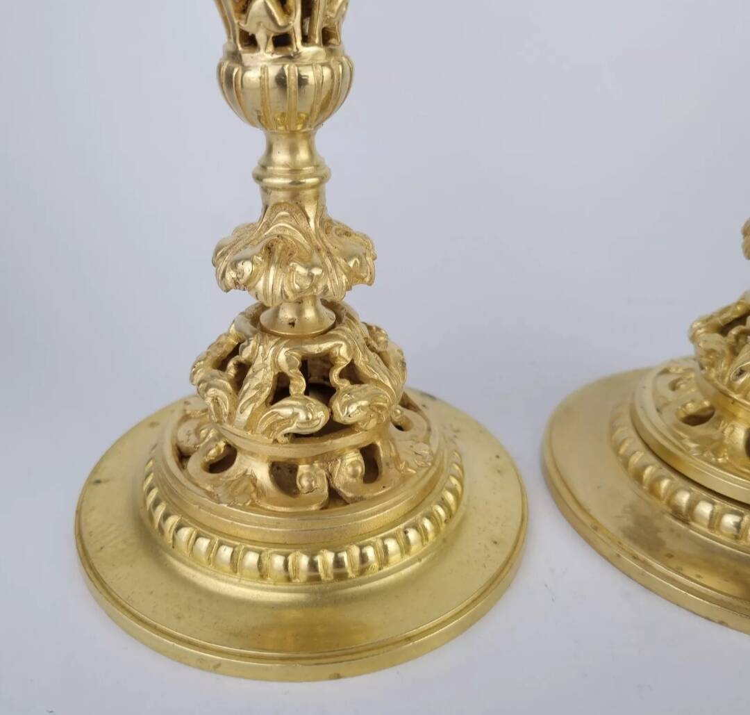 Pair of 19th century bronze candlesticks