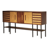 Large sideboard in rosewood and ash veneer.